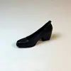 Zapatos de mujer de tacón grueso estilo francés, modelo nuevo 2026, simples y versátiles para ir al trabajo, zapatos de salón de tacón alto con punta cuadrada