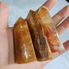 Adornos de columna de cristal de flor de goma amarilla natural citrino de seis lados de punta única energía vital adornos para el hogar decoración de sala de estar venta al por mayor