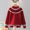 Ropa para Niños Suéteres de Otoño e Invierno para Niñas 2026 Nuevo Tejido Retro Fair Isle para Niños Mayores Ropa de Punto para Niños