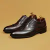 Transfronterizos Tallas Grandes Piel de Vaca Formal de Negocios Zapatos de Cuero Moda Zapatos de Cuero Tallado para Hombre Estilo Británico Moderno Cuero Genuino Zapatos de Cuero Hombre