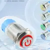 Interruptor de Botón Pulsador Metálico 16mm 5 Pines 2NA2NC Cabeza Alta Botón de Reseteo Anillo de Luz Blanco 24V