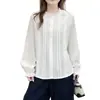 Top especial para mujer talla grande 2026 otoño nuevo elegante ropa para mujer talla grande con encaje arrugado camisa de manga larga 0723