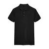 Algodão de fibra longa 40 210g cor sólida jacquard fenda Nova camisa polo masculina top lapela manga curta camiseta atacado
