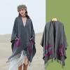 Novo Estilo Xinjian Xizang Manto Xale com Bolso de Aba Calças Tricô Yunnan Foto Viagem Outer Franja Xale Quente para Mulheres