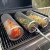 Promoción en Stock Amazon Canasta Giratoria Rodante para Parrilla Red de Parrilla de Acero Inoxidable Estante para Canasta de Parrilla