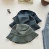 Sombrero de pescador para niños, primavera, estilo coreano, versátil, sencillo, para lavabo, para niñas, de viaje, de mezclilla lavada y resistente al sol.