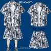 Traje de Viaje Camisa de Manga Corta para Hombre Camisa de Playa Costera Pantalones Cortos Casuales de Vacaciones Tallas Grandes Pantalones de Tres Cuartos Ropa de Pareja
