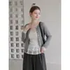Cárdigan corto de lunares con botones estilo coreano para mujer, nuevo top chaqueta de manga larga dulce holgado adelgazante para otoño e invierno