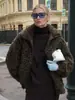 Ropa de Abrigo de Imitación de Piel Marrón de Gama Alta Europea y Americana para Mujer Invierno 2025 Estilo Old Money Retro Pulóver Engrosado Ropa de Abrigo de Lana