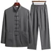 Nuevo Traje Tang para Hombre de Manga Larga Traje para Abuelo Mayor Ropa de Otoño Ropa de Verano para Papá Ropa para Hombres de Mediana Edad y Mayores Estilo Chino Ropa para Laicos