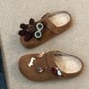 Oso Galleta de Dibujos Animados Sandalias Birkenstock Moda Otoño e Invierno Estilo Retro Ropa Exterior Cálida Medias Zapatillas para Niñas