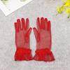Guantes de Boda para Mujer Estilo Coreano Transparentes de Malla Fina Cortos con Dedos de Color Negro y Blanco Rosa Bolso Primavera Verano Otoño Vestido Nuevo