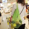 Bolsa de malla de algodón de fábrica, bolsa de compras para supermercado, bolsa de malla portátil, bolsa de malla para ajo, verduras y frutas.