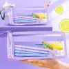 Estojo Transparente Estilo Coreano para Meninas Estojo Simples para Alunos do Ensino Fundamental e Médio Material Escolar Armazenamento de Grande Capacidade Estojo de PVC