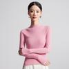 Suéter de Malha Sem Costura de Uma Peça Calibre 18 para Mulheres, Estilo Outono e Inverno, Gola Alta Meia, 100% Lã Pura, Camada Base Justa