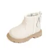 Botas de Princesa de Cuero para Niña, Nuevo Estilo Otoño, Botas Martin para Bebé con Lazo, Botas Individuales Dulces con Cremallera Lateral y Suela Suave