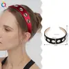 Qiyue Transfronterizo Nuevo Estilo Ins Anillo Metálico Tela Diadema de Ala Ancha Retro Versátil Diadema de Color Sólido Pinza para el Cabello Antideslizante