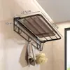 Toallero de baño para inodoro sin perforaciones, toallero de baño, colgador integrado, estante de baño para inodoro, montaje en pared