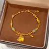 Tienda de Oro Mismo Estilo Arena Dorada Láser Calabaza Pulsera Alta Retención de Color Mariposa Brillante Joyería de Nicho Exquisita Trébol de Cuatro Hojas Mayoreo