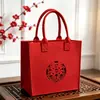 Bolsas de regalo de fieltro listas para bodas, bolsas para celebración de cumpleaños con los caracteres "Shou" y "Fu", bolsas de mano de fieltro para tiendas de bodas