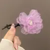 Pinza para el pelo de flor de organza, pasador de nuevo estilo, pinza giratoria súper de hada, pinza de tiburón para la parte trasera de la cabeza, accesorio para el pelo para peinar el cabello