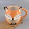 Taza de Cerámica Multifuncional de Zorro Transfronteriza, Taza con Forma de Animal, Taza de Leche de Dibujos Animados Linda, Adorable Taza de Agua de Animal Mascota