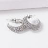 Brincos em forma de C irregulares de diamante completo Feminino ins Socialite Nicho elegante All-match 925 Silver Pin Brincos Shake Tone Same Style