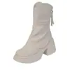 Botines cortos para mujer petite con suelas gruesas para aumentar la altura, ajuste ceñido, nuevos botines Martin de plataforma con tacón grueso y patchwork, otoño/invierno 2026, impermeables