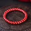 Pulseira de Contas em Barril Estilo Antigo de Cinábrio Cru com Alto Teor de Areia Dourada Roxa e Areia Imperial, Adequada para o Ano de Nascimento, Atacado e Dropshipping