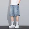 Shorts Jeans Tencel Lyocell Masculino 2026 Verão Novo Solto Reto Caimento Fino Calças Casuais Masculinas