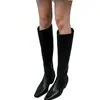 Botas Chelsea de cano alto, bico quadrado, perna reta, novo estilo coreano outono/inverno 2026, alongadoras de perna, botas de montaria estilo cowboy ocidental