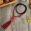 Rojo cinabrio lacado tallado cadena de suéter de rosa estilo étnico largo cadena de suéter Joker collar de dama al contado venta al por mayor