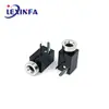 Soquete Fêmea PJ-210B com Cabeça de Cobre Metálico, Contatos de Mola Expostos de 5,0 mm, Conector de Fone de Ouvido de 2,5 mm, Interface de Áudio de 3 Pinos Horizontal com Cabeça Grande