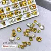 Rico e Luxuoso Bestseller de Ponta Strass Dourado Amarelo para Nail Art Pacote Misto Super Brilhante Dourado Amarelo K9 Fundo Pontiagudo Forma Fantasia Nail Art DIY
