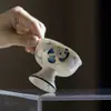 Xícaras de Degustação de Chá Azuis e Brancas Estilo Dinastias Tang e Song, Conjunto de Chá Kung Fu, Copo Individual Mestre Pintado à Mão com Pé Alto Estilo Song, Copo Único Cerâmico de Panda