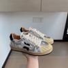 Zapatillas Retro con Estrellas Desgastadas para Mujer, Nuevo Estilo Coreano Versátil Retro Bloque de Color Casual Deportivas Blancas para Mujer