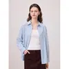 Camisa de manga larga a rayas azules y blancas estilo francés para mujer, adecuada para primavera y otoño, camisa casual holgada con protección solar para ir al trabajo