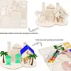 Decoraciones Navideñas Transfronterizas Rompecabezas Navideño de Madera Nórdico Árbol de Navidad Cabaña Regalo de Navidad Adornos de Decoración de Escritorio