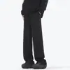 Pantalones Casuales de Pierna Recta de Verano para Hombre de Seda Helada Plisados de Marca de Moda High Street Holgados Pantalones Largos para Pareja