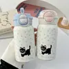 Copo térmico simples para meninas com canudo, design de alta qualidade, copo para beber de dupla finalidade, copo Labubu de aço inoxidável 316, portátil para estudantes