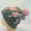 Nuevo y Lindo Gorro Tejido Jacquard de Gato Estilo Coreano para Mujer en Otoño e Invierno, Cálido y Versátil para Exteriores, Resistente al Frío, Dulce Gorro de Lana