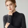 Suéter de punto ajustado de cuello semi-alto para otoño e invierno, top básico sin costuras de nuevo estilo