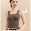 Novo Colete Quente de Penas de Pato Branco Outono Inverno para Mulheres com Bojos Integrados Camada Interna de Penas Autaquecente Camada Base Top