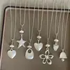 Estilo Minimalista Colgante de Corazón y Estrella Mate Collar Largo, Único y de Nicho, Apilable, Cadena para Suéter Fresca y Versátil