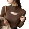 Top térmico de invierno para mujer, ropa interior elegante, nuevo diseño primavera y otoño 2025, suéter único de punto calado