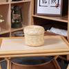 Cuidadosamente Seleccionado, Envío Gratuito, Cesta Redonda Tejida de Paja, Cesta de Almacenamiento de Escritorio Estilo Pastoral con Tapa, Cubeta de Almacenamiento para Boda, Caja de Regalo