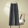 Pantalones de Moda de Otoño de Tiro Alto de Pierna Ancha para Mujer, Sueltos y Adelgazantes, Pantalones Casuales con Caída, Pantalones Simples para Traje de Oficina