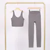 Conjunto de Chaleco en U y Pantalones Cortos Lulu Df con Etiqueta, Disponible para Envío Directo, Cuello Alto Ajustado, Conjunto de Yoga Elástico