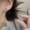 Aretes Florales Ojo de Gato Azul Fresco de Verano para Mujer, Pequeños, Sencillos, Diseño de Nicho, Aretes y Pendientes Versátiles