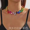 Comercio exterior transfronterizo fuentes Europa y Estados Unidos vidrieras cristal completo diamante cadena de cuello accesorios de cena collar gargantilla cadena de clavícula